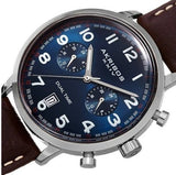 AKRIBOS XXIV • Stainless Steel Quartz 42mm Dual Tim • • Blue