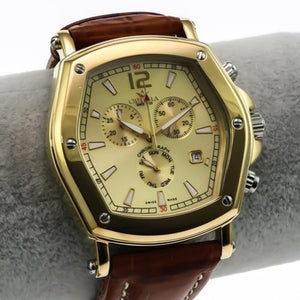 Optima Swiss Chronograph Watch 47x52.4mm PVD Gold & Stainless Steel Quartz 3ATM