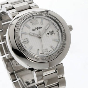 Geovani Swiss 38mm Stainless Steel Quartz Watch Gemset Bezel 3ATM GOL511
