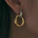 14K Gold Plated Geometric Drop Earrings • Trendy Patchwork Jewelry for Women
