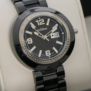 GEOVANI Swiss 34mm Black Ceramic Quartz Watch 3ATM GOL510