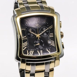 Optima Swiss Watch Mens 38mm PVD Gold & Stainless Steel Quartz 3ATM OSC199