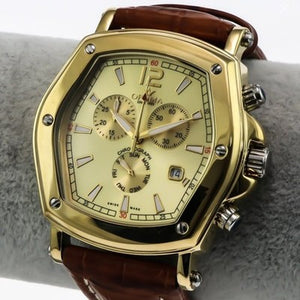 Optima Swiss Chronograph Watch 47x52.4mm PVD Gold & Stainless Steel Quartz 3ATM