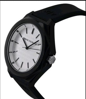 Armani Exchange Watch • Silicone Strap • White Dial Quartz Mineral Glass AX4600