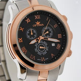 Optima Swiss Chronograph Watch 45mm Stainless Steel PVD Rose Gold Quart 5ATM