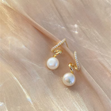 18K Gold Plated Screw Pearl Stud Earrings • Elegant Imitation Jewelry for Women