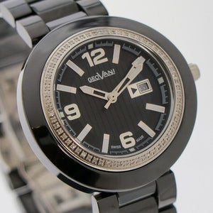GEOVANI Swiss 34mm Black Ceramic Quartz Watch 3ATM GOL510