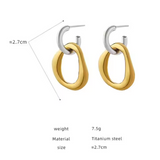 14K Gold Plated Geometric Drop Earrings • Trendy Patchwork Jewelry for Women