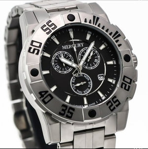 Mercury Swiss 44mm Stainless Steel Quartz Chronograph Watch 5ATM • ME10225