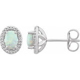 Sterling Silver Lab-Grown Opal & .025 CTW Natural Diamond Earrings