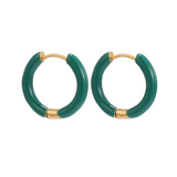 Women Candy Color Enamel Hoop Earrings • Stainless Steel • Fashion Jewelry