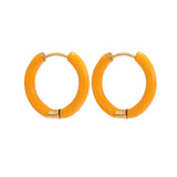 Women Candy Color Enamel Hoop Earrings • Stainless Steel • Fashion Jewelry