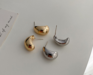 Simple Pea Shaped Earrings Gold Beauty Jewelry Goth Party Girls Color Drop