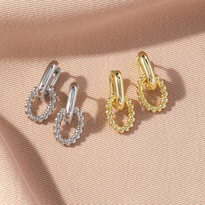Simple Geometric Splicing Double-layer Texture Ear Clasp Earring