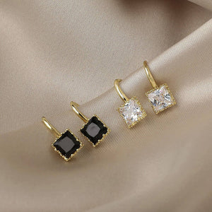 Simple Black White Pendant Earrings Polyhedron Small Fashion Jewelry