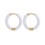 Women Candy Color Enamel Hoop Earrings • Stainless Steel • Fashion Jewelry