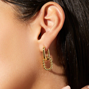 Simple Geometric Splicing Double-layer Texture Ear Clasp Earring