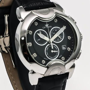 Optima Swiss Chronograph Watch Mens 45.9mm Stainless Steel Quartz 3ATM OSC233