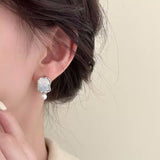 Crystal Pearl Geometry Earrings • Elegant Light Blue • Beautiful Trendy Jewerly