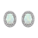 Sterling Silver Lab-Grown Opal & .025 CTW Natural Diamond Earrings