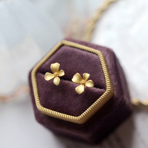 Blooming Gardenia Stud Earrings Flower Shape Delicate Temperament Grace Jewelry