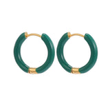 Women Candy Color Enamel Hoop Earrings • Stainless Steel • Fashion Jewelry