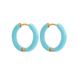 Women Candy Color Enamel Hoop Earrings • Stainless Steel • Fashion Jewelry