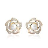 Fashion Rose Pearl Earrings High Grade All-match Rose Beautyful Jewerly