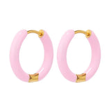 Women Candy Color Enamel Hoop Earrings • Stainless Steel • Fashion Jewelry