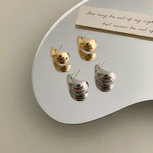 Simple Pea Shaped Earrings Gold Beauty Jewelry Goth Party Girls Color Drop