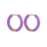 Women Candy Color Enamel Hoop Earrings • Stainless Steel • Fashion Jewelry
