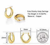 14K Gold • 3 Pack Hoop Earrings • 1 Set Each 20/25/30mm
