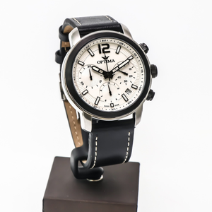 Optima - Swiss Chronograph - OSC399-SBL-1  Swiss quartz chronograph. 45 mm OSC399 30 m (3 ATM / 100 feet)