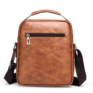 Cross Body Leather Bag Waterproof 10.2"x8.6"x2.75" Khaki Brown Black Free Ship U