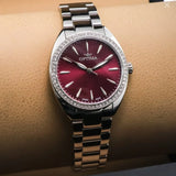 Optima Swiss Watch 32mm Stainless Steel Quartz Zircon Bezel Set 5ATM OSL446