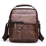 Cross Body Leather Bag Waterproof 10.2"x8.6"x2.75" Khaki Brown Black Free Ship U