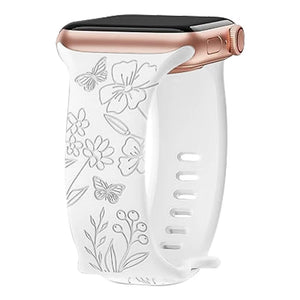 Butterfly Engraved Silicone Band for Apple Watch 38/40/41mm & 42/45/46/49/ Ultra