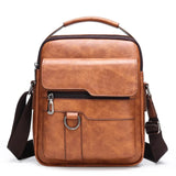Cross Body Leather Bag Waterproof 10.2"x8.6"x2.75" Khaki Brown Black Free Ship U