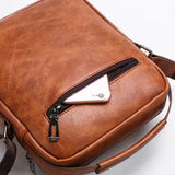 Cross Body Leather Bag Waterproof 10.2"x8.6"x2.75" Khaki Brown Black Free Ship U