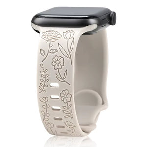 Engraved Roses Band for Apple Watch 38/40/41mm & 42/45/46/49/ Ultra Ailicone