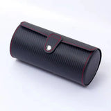 Leather Watch Roll Holds 1 to 3 Watches Black Black