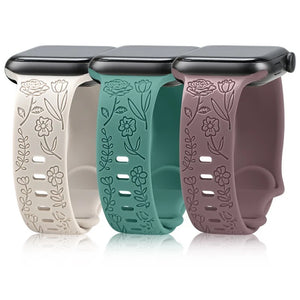 Engraved Roses Band for Apple Watch 38/40/41mm & 42/45/46/49/ Ultra Ailicone