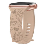 Butterfly Engraved Silicone Band for Apple Watch 38/40/41mm & 42/45/46/49/ Ultra