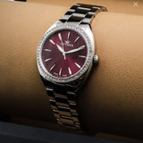 Optima Swiss Watch 32mm Stainless Steel Quartz Zircon Bezel Set 5ATM OSL446