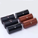 Leather Watch Roll Holds 1 to 3 Watches Black Black