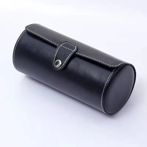 Leather Watch Roll Holds 1 to 3 Watches Black