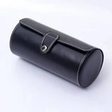 Leather Watch Roll Holds 1 to 3 Watches Black